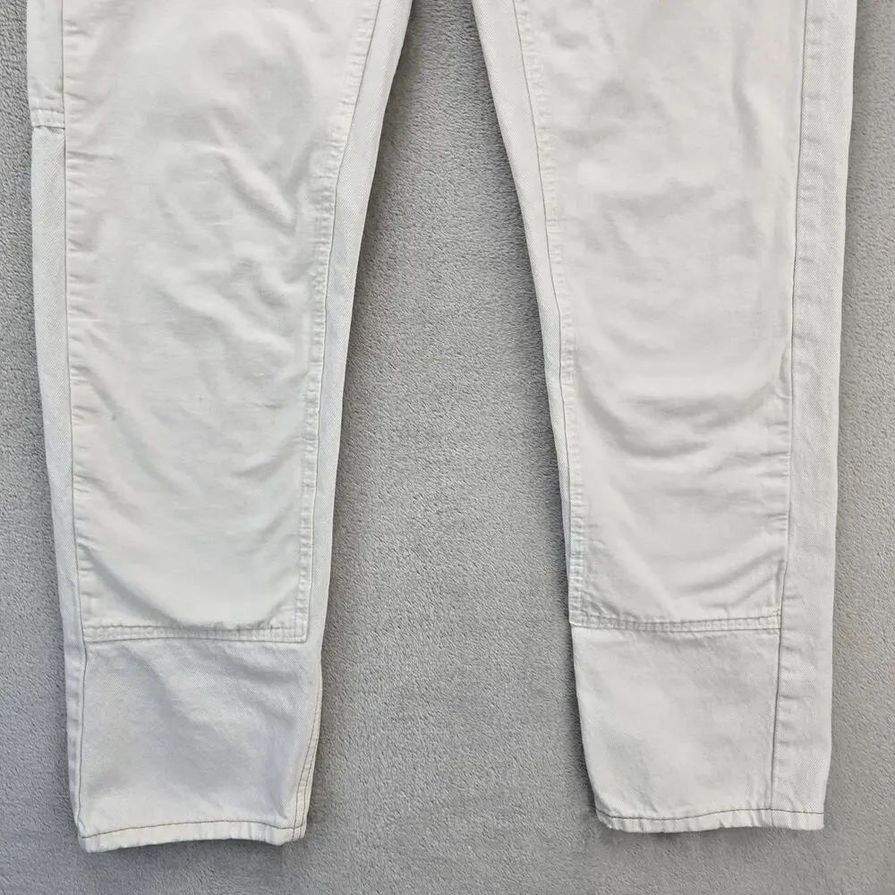 Levis 502 Altered Jeans Mens 33x27 White Tapered Regular Fit Double Knee Denim